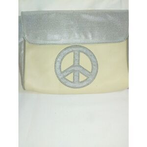 Dante Beatrix Women's Nylon/Plastic/Vinyl Cream/Silver Clutch Handbag.